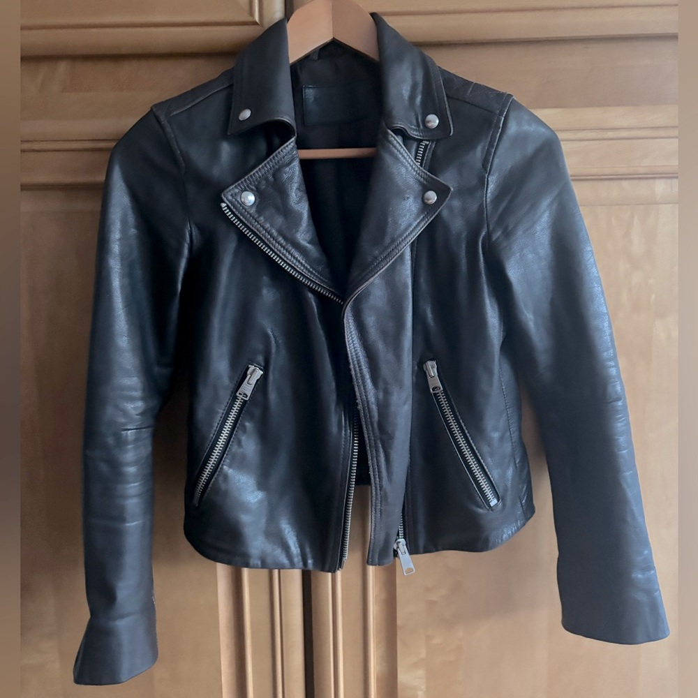All Saints Leather Jacket - US Size 2 - Dark Brown/Black - Near new - BEAUTIFUL!